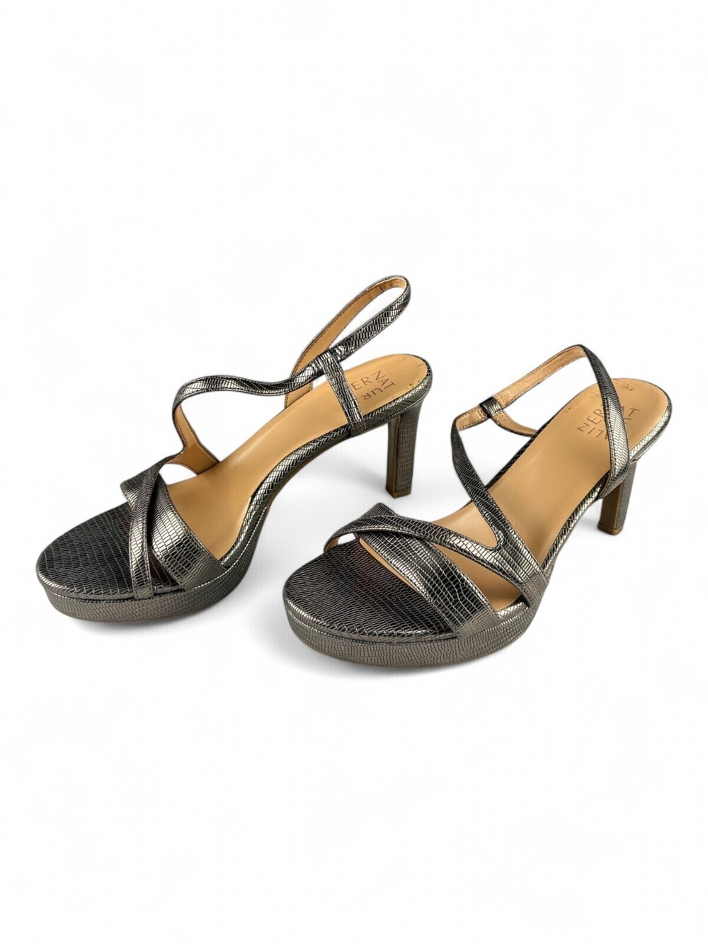 Naturalizer Metallic Strappy Platform Slingback Heels Sz 10
